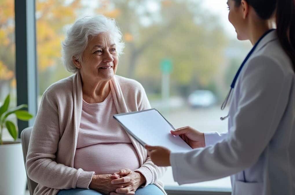 Elderly woman consults her doctor explaining that she would like a second opinion without insulting her current doctor