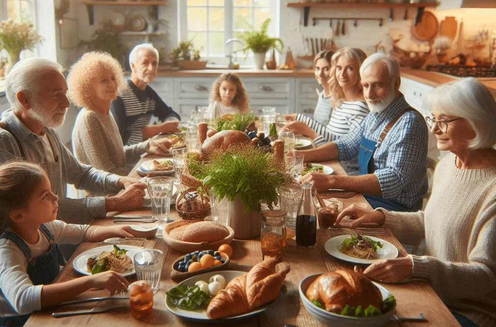 Farm families used to have big family dinners with several generations at the table